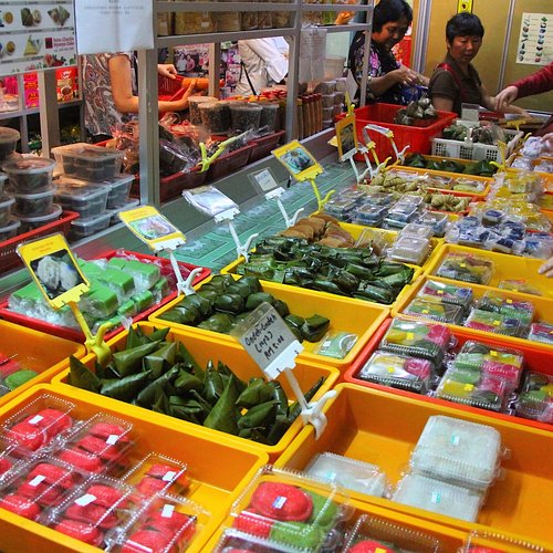Display of local products in a Melaka specialty shop